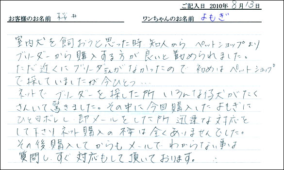 子犬お客様の声