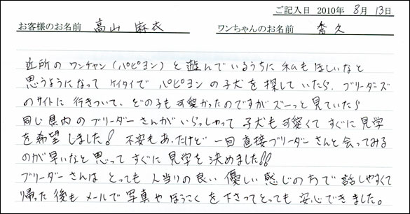 子犬お客様の声