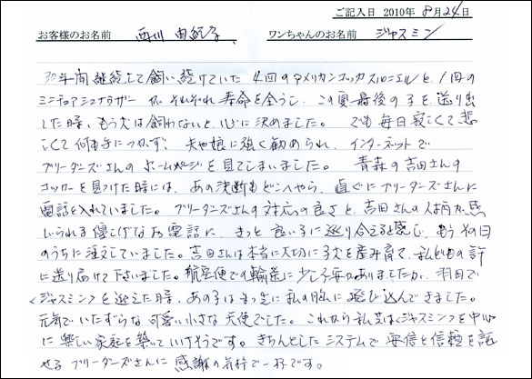 子犬お客様の声