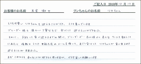 コッカーお客様の声