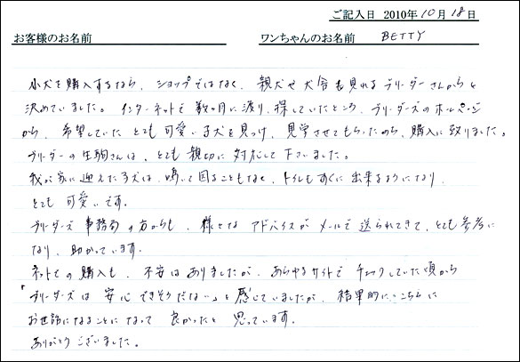 コッカーお客様の声