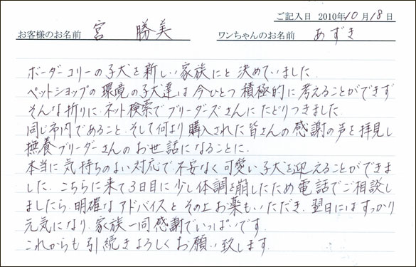コッカーお客様の声