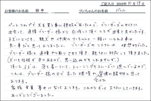 コッカーお客様の声