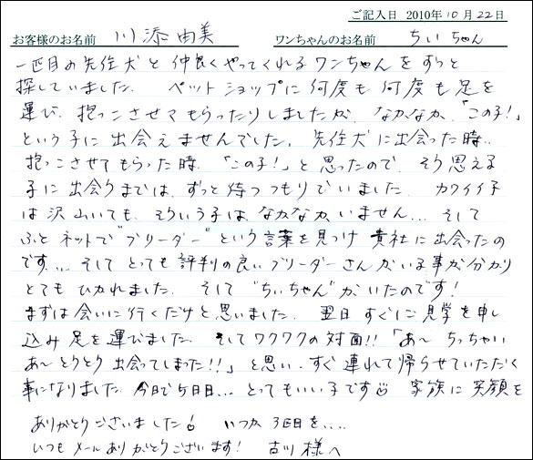 コッカーお客様の声