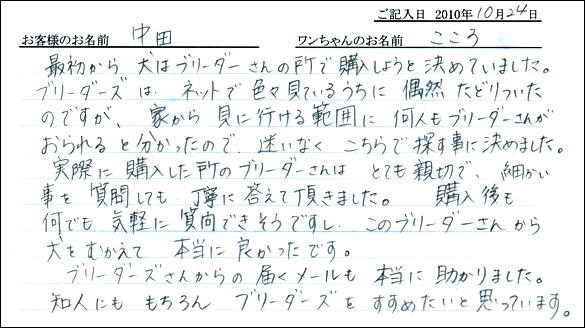 コッカーお客様の声