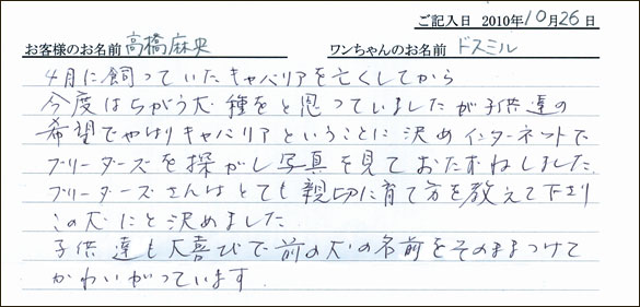 コッカーお客様の声