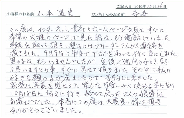 コッカーお客様の声