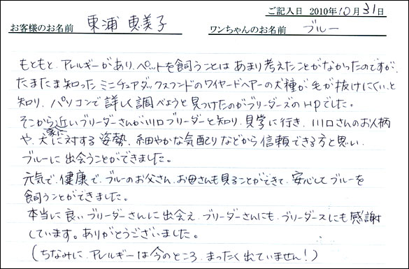 コッカーお客様の声