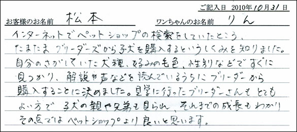 コッカーお客様の声