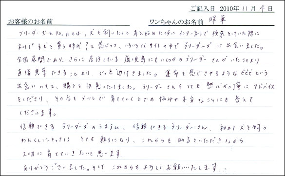 コッカーお客様の声