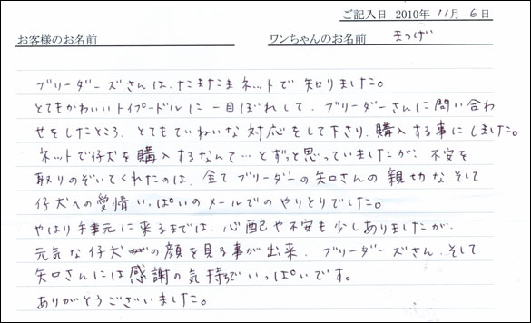 コッカーお客様の声