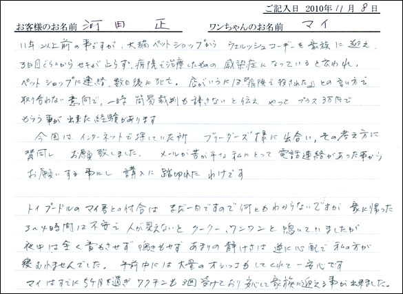 コッカーお客様の声