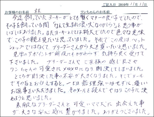 コッカーお客様の声