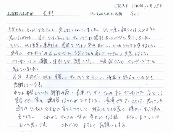 コッカーお客様の声