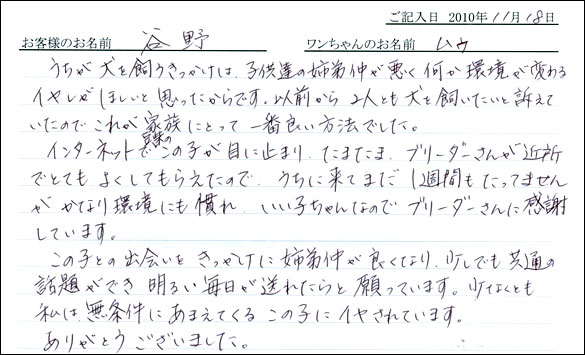 コッカーお客様の声
