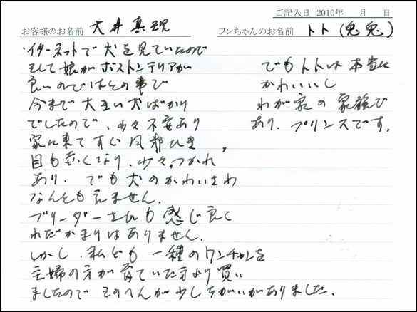 コッカーお客様の声