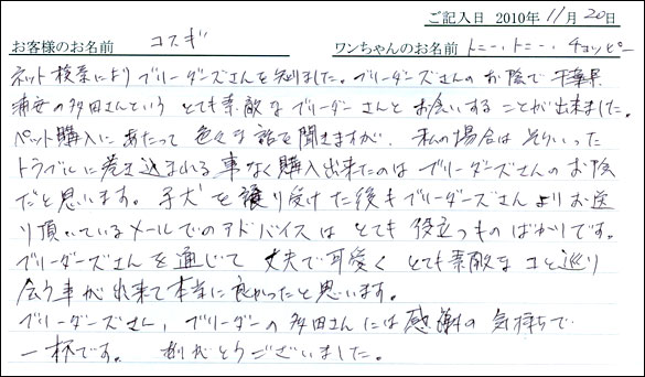 コッカーお客様の声