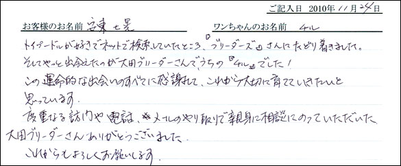 コッカーお客様の声