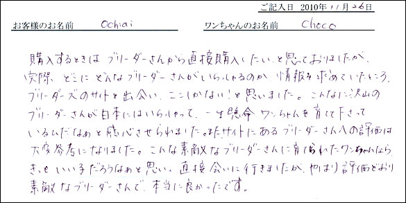 コッカーお客様の声