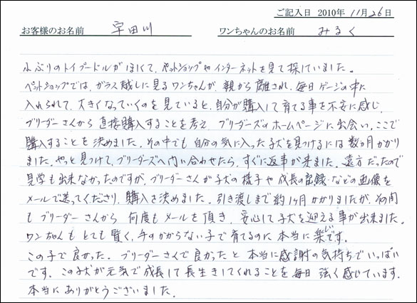 コッカーお客様の声