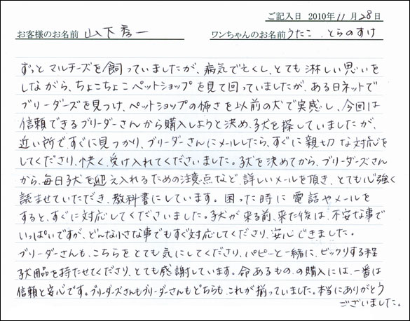 コッカーお客様の声