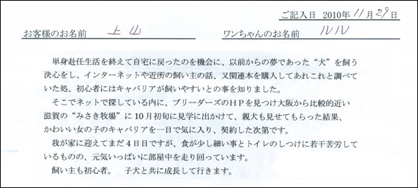 コッカーお客様の声