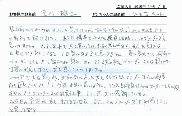 コッカーお客様の声