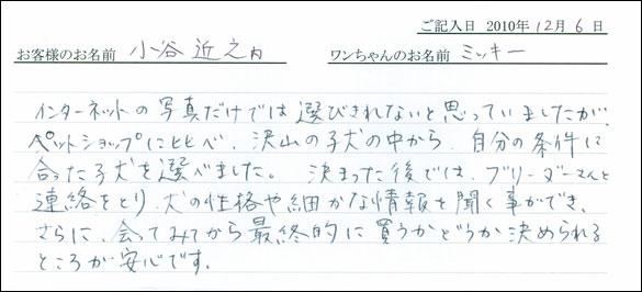 コッカーお客様の声
