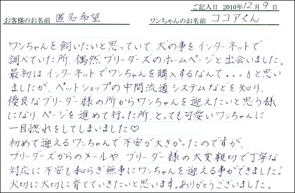 コッカーお客様の声