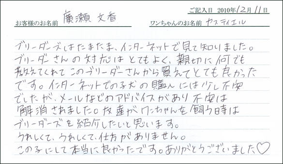 コッカーお客様の声
