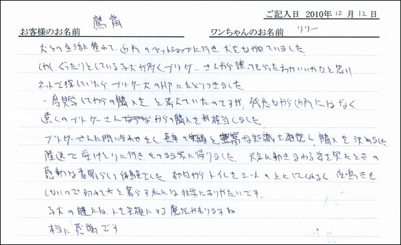 コッカーお客様の声