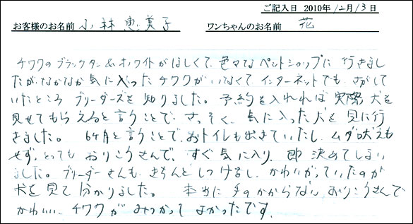 コッカーお客様の声