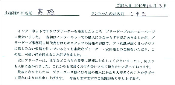 コッカーお客様の声