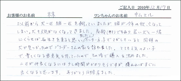 コッカーお客様の声