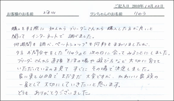 コッカーお客様の声