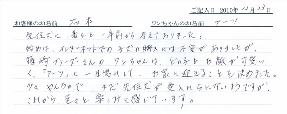 コッカーお客様の声
