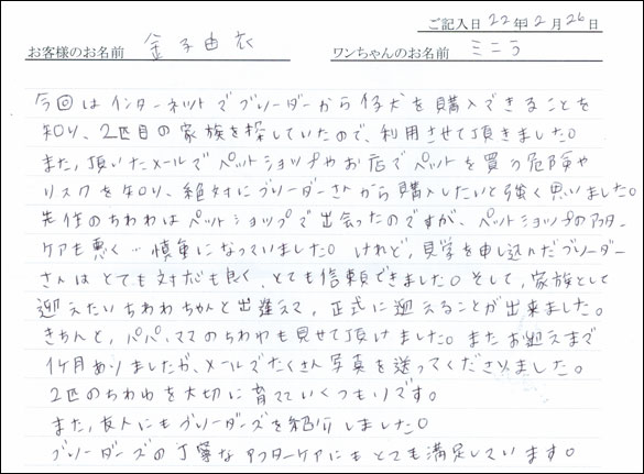 コッカーお客様の声
