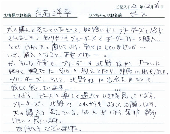 コッカーお客様の声