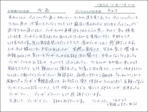 コッカーお客様の声