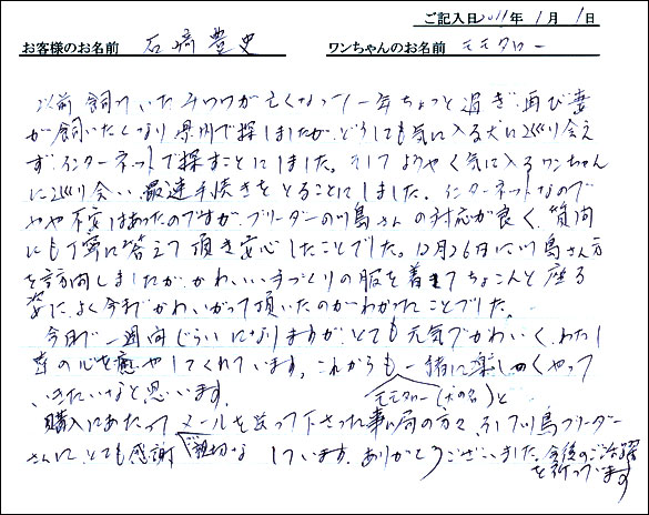 コッカーお客様の声
