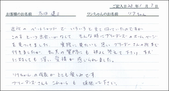 コッカーお客様の声