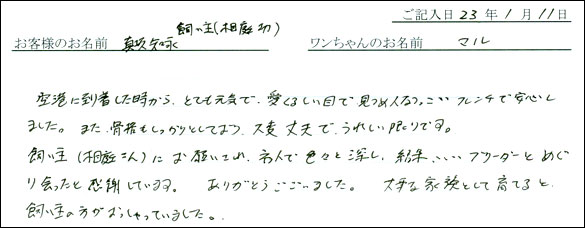 コッカーお客様の声