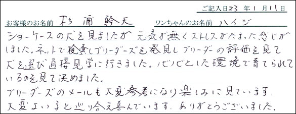 コッカーお客様の声