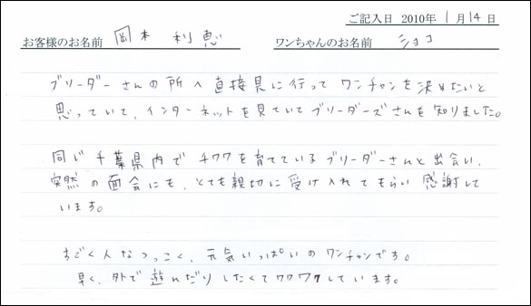コッカーお客様の声