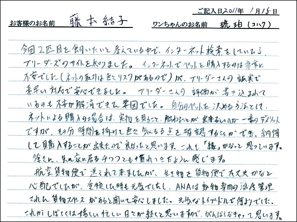 コッカーお客様の声