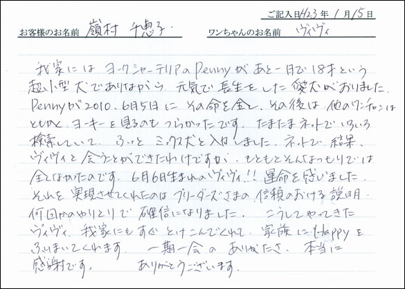 コッカーお客様の声