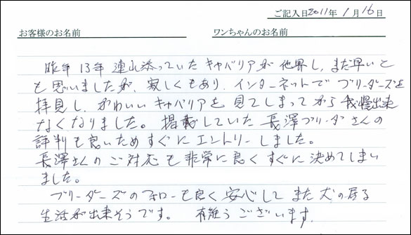コッカーお客様の声