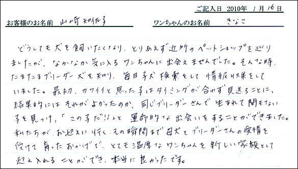 コッカーお客様の声