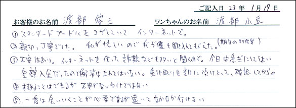 コッカーお客様の声