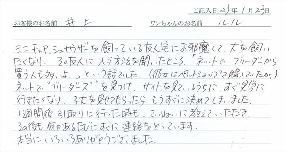 コッカーお客様の声